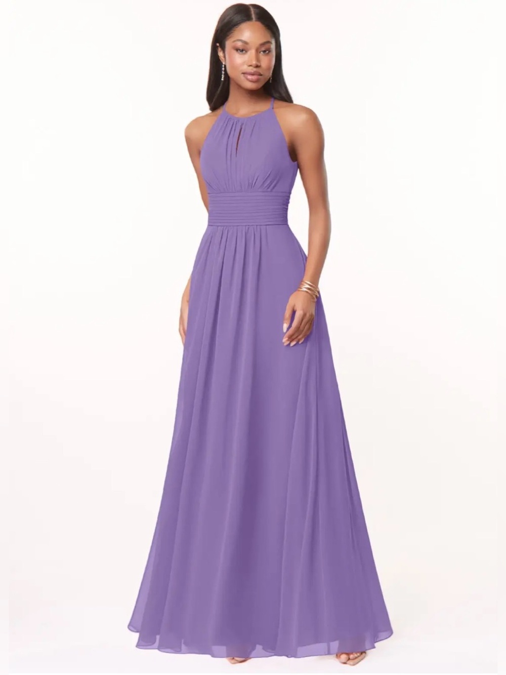 NWT Azazie Bonnie size 8 Tahiti purple halter bridesmaid dress wedding prom gown